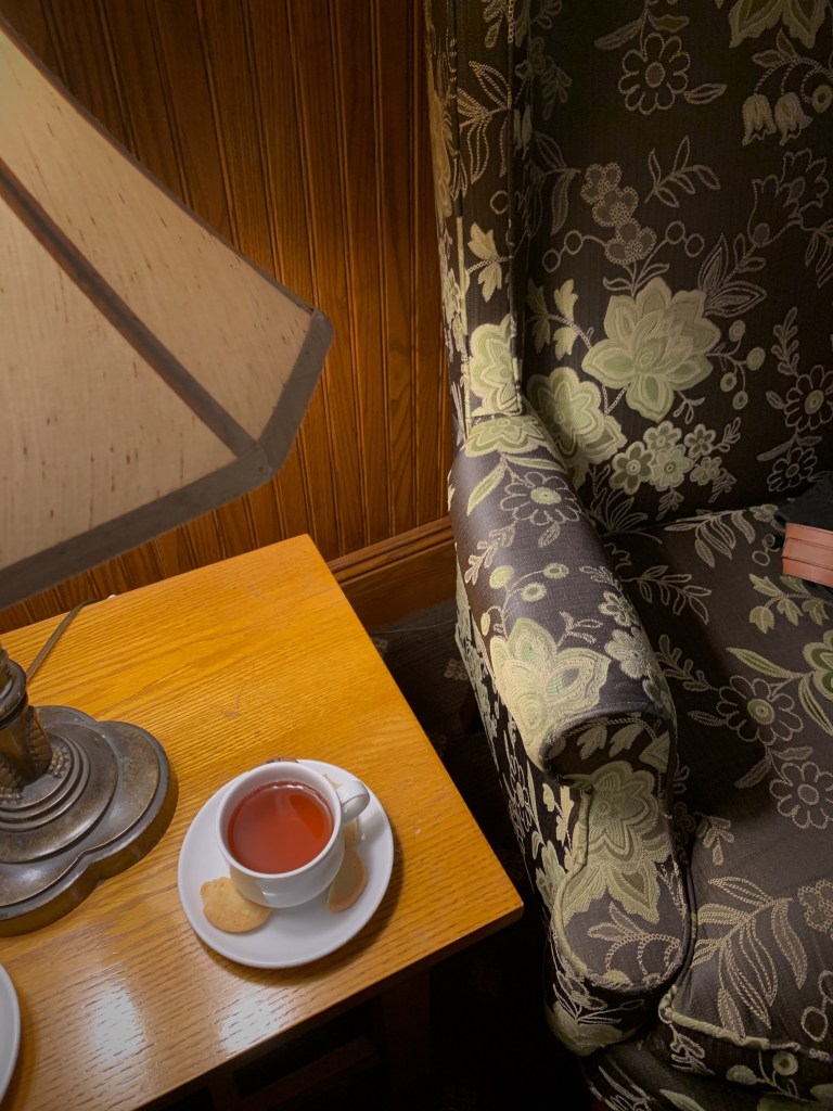an armchair and tea
