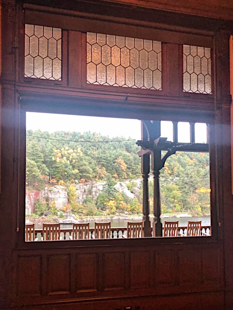 looking out onto the deck by lake mohonk
