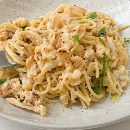 Caramelized cauliflower, Parmesan and lemon come together for a bright and satisfying one dish meal