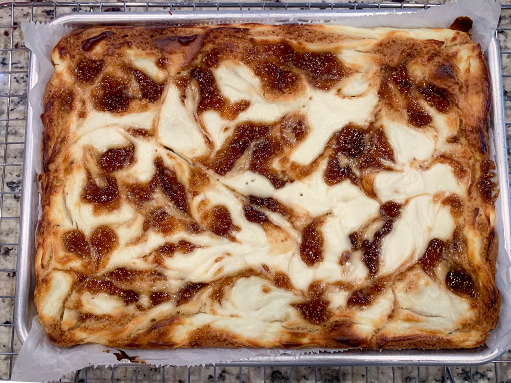 Tray of blondies on a cooling rack